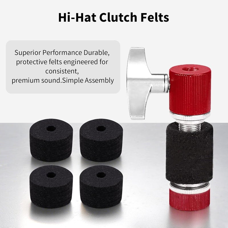 Seteol 36 PCS Cymbal Replacement Accessories, Clutch Felts, Drum Cymbal Felt Pads Include Wing Nuts & Washers & Plastic Cymbals Sleeves & Drum Key and Plastic Cymbals Nuts, Replacement for Drum Set,Red - Image 5